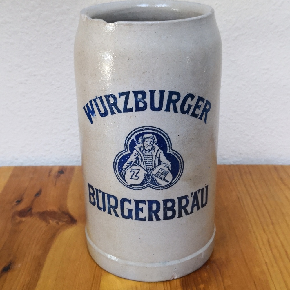VTG German Wurzburger Burgerbrau 1L Crock Stein Mug